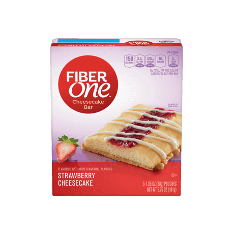 Fiber One Strawberry Cheesecake Bars front of pack, 5ct, 1.35oz