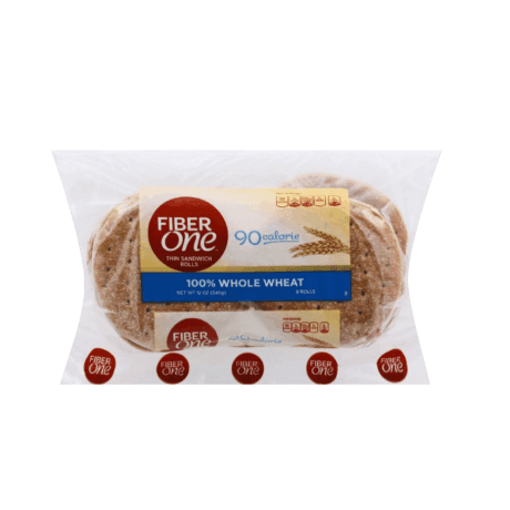 Fiber One 100% Whole Wheat Thin Sandwich Rolls, 12oz sandwich roll pack