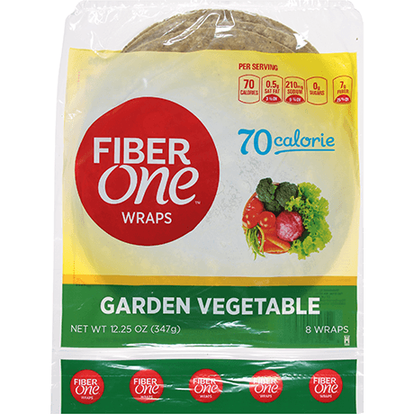 Fiber One 80 Calorie Garden Vegetable Wraps, pack of 9, front of pack