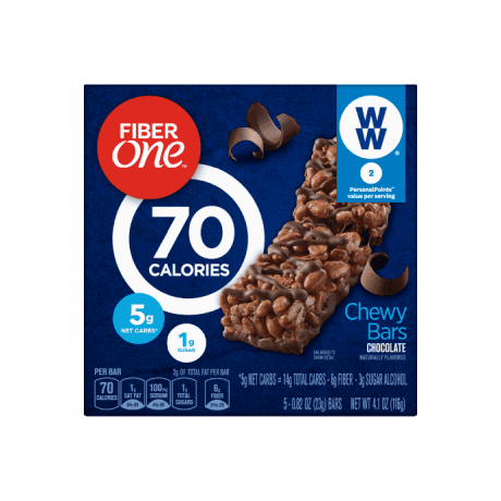 Fiber One Chocolate Chewy Bars front of pack, 5ct, 0.82oz